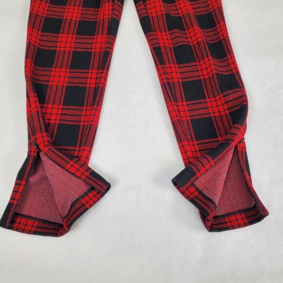 Talbots Buffalo Plaid Ankle Pull On Stretch Pants Petite 6P Red Black Leggings - Picture 2 of 8